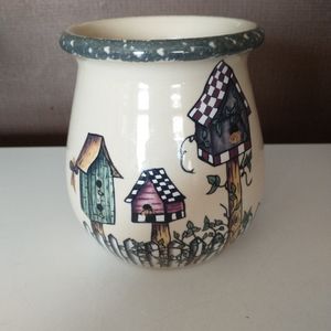 Home & Garden Party Birdhouse Utensil Crock 2003